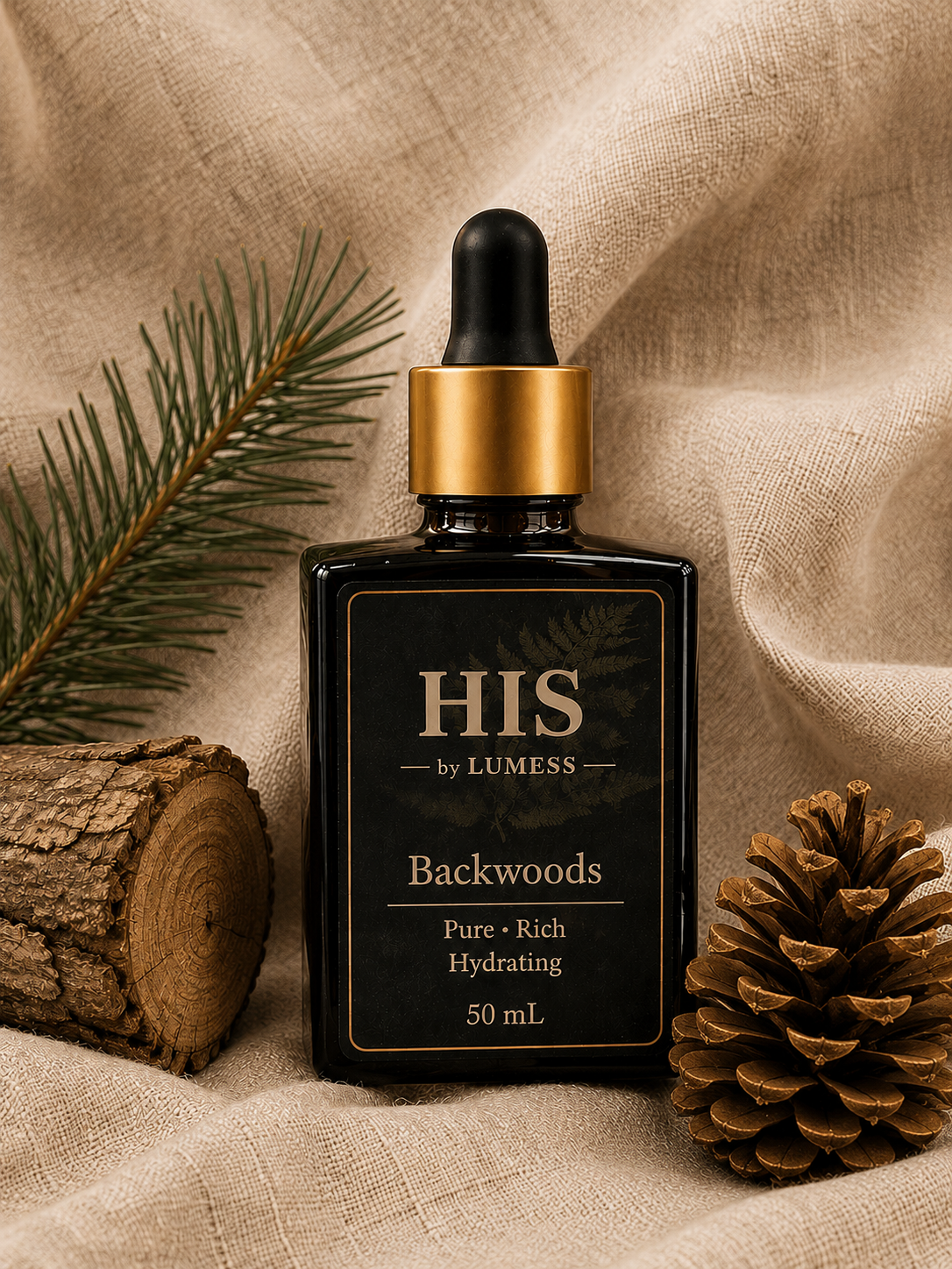 HIS by LUMESS Oils – Backwoods Hydrating Botanical Oil (50mL)