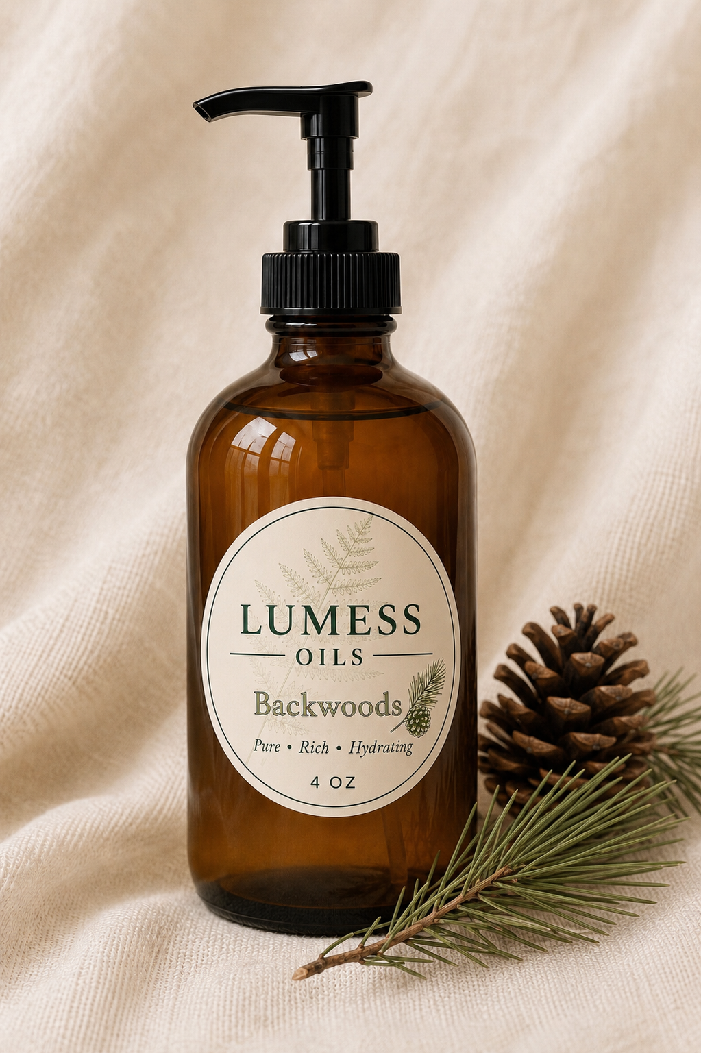 LUMESS oils -BACKWOODS Face and Body Oil (4oz)